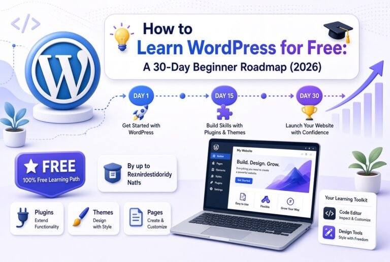 How to Learn WordPress for Free: A 30-Day Beginner Roadmap (2026) 2 How to Learn WordPress for Free: A 30-Day Beginner Roadmap (2026)